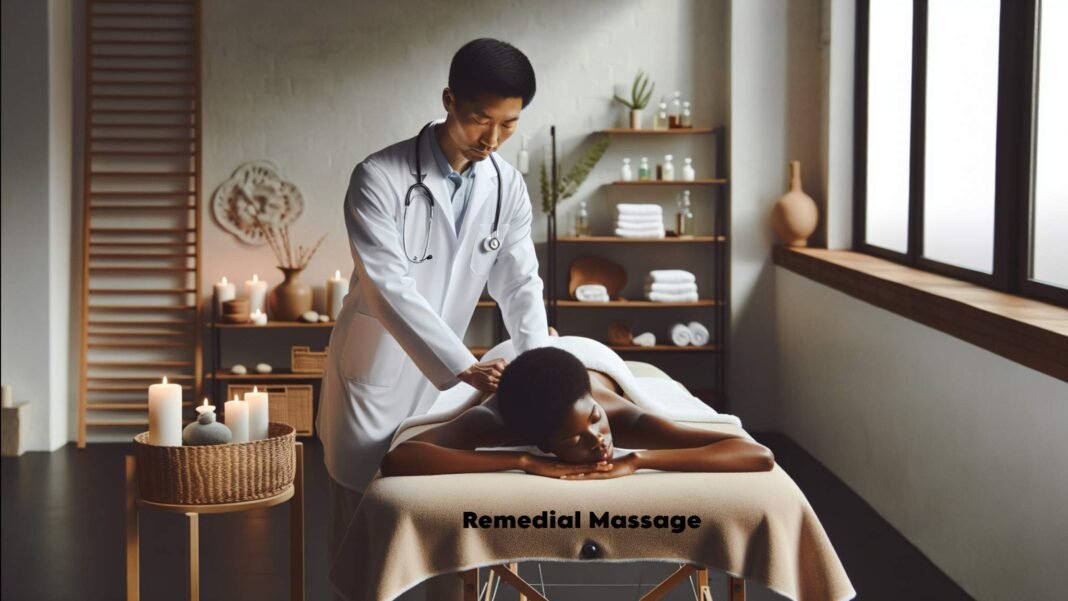 Therapist performing remedial massage therapy on patient