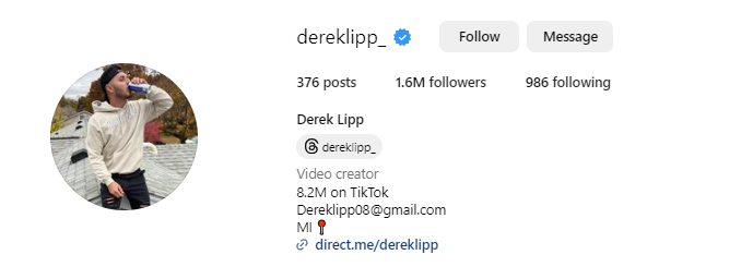 Derek Lipp Instagram Account